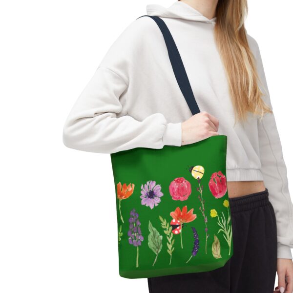 Vibrant Green Floral Tote Bag