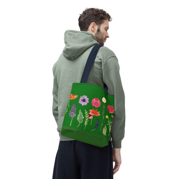 Vibrant Green Floral Tote Bag