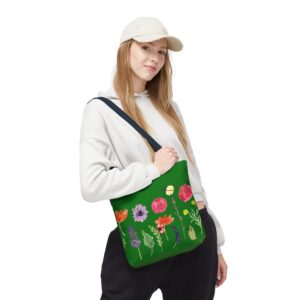 Vibrant Green Floral Tote Bag