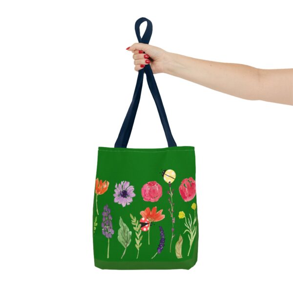 Vibrant Green Floral Tote Bag