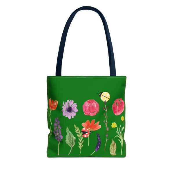 Vibrant Green Floral Tote Bag