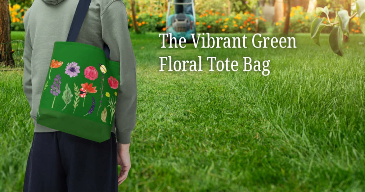 Vibrant Green Floral Tote Bag